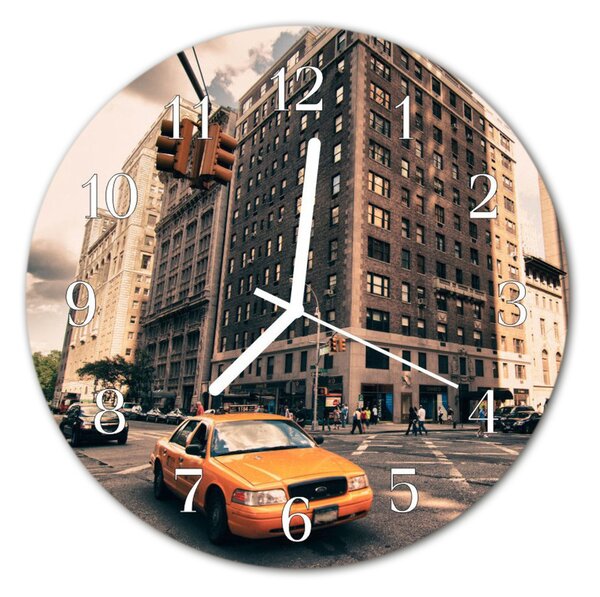 Zegar szklany okrągły Taxi