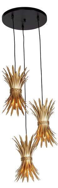 Lampa wisząca Art Deco złota 3-punktowa - Wesley Oswietlenie wewnetrzne