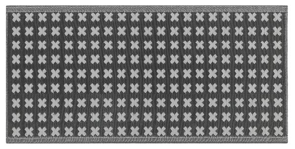 Dywan chodnik 90 x 180 cm do wnętrz/na taras wzór geometryczny czarny Rohtak Beliani