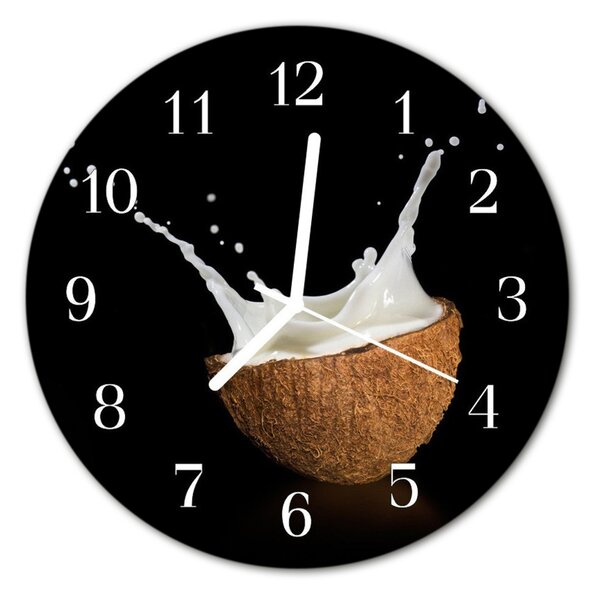 Zegar szklany okrągły Orzech kokosowy