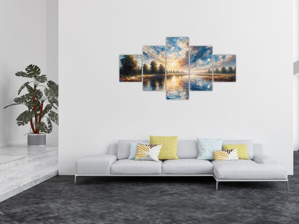 Obraz - Obraz słońca nad wodą (125x70 cm)