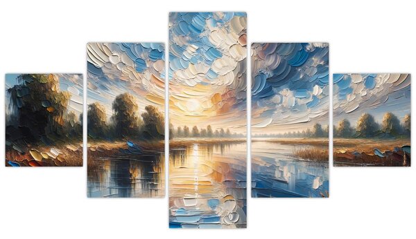 Obraz - Obraz słońca nad wodą (125x70 cm)