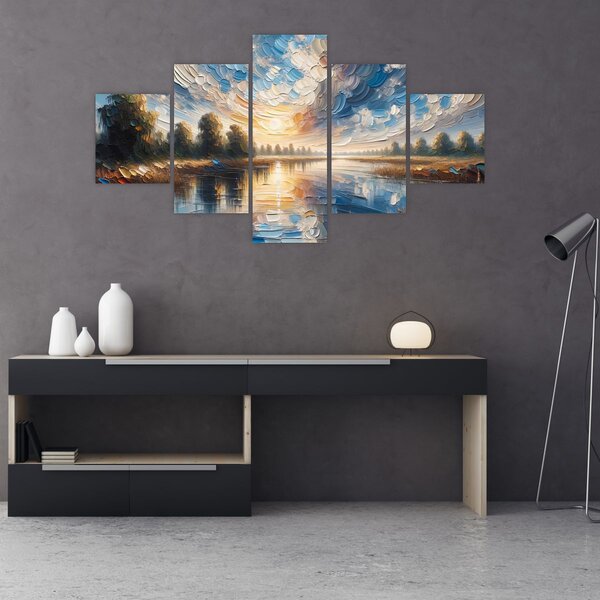 Obraz - Obraz słońca nad wodą (125x70 cm)