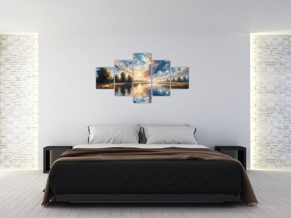 Obraz - Obraz słońca nad wodą (125x70 cm)