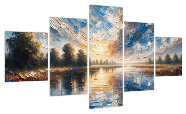 Obraz - Obraz słońca nad wodą (125x70 cm)