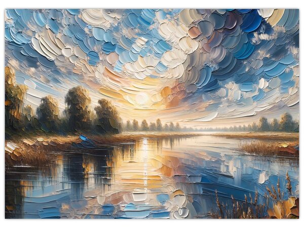 Obraz - Obraz słońca nad wodą (70x50 cm)