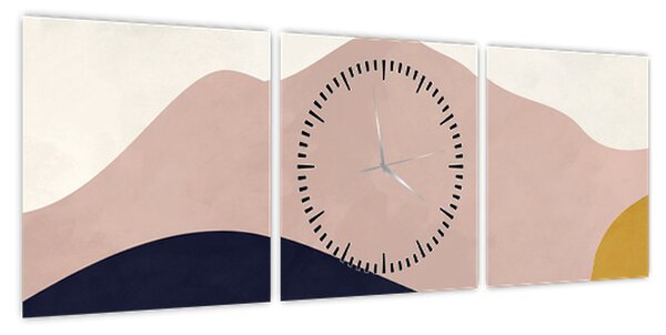Obraz - Akwarelowe góry N⁰2 (z zegarem) (90x30 cm)