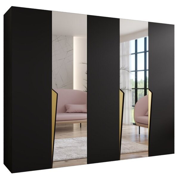 Szafa uchylna otwierana Piano 2 250 wys. 202 cm czarny + u. zÅoty