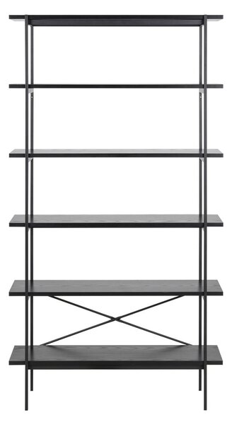 Czarny regał w dekorze jesionu 94x172 cm Angus – Actona