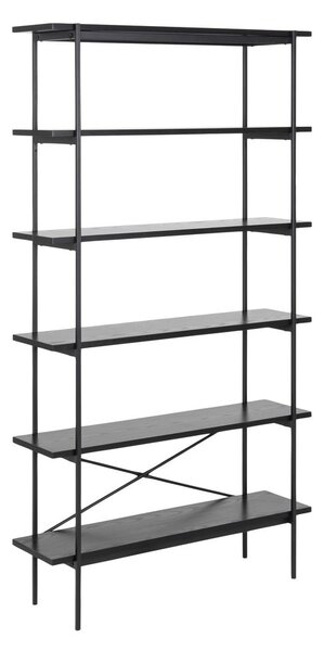Czarny regał w dekorze jesionu 94x172 cm Angus – Actona