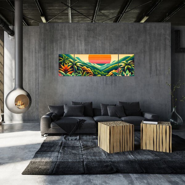 Obraz - Kolorowy zachód słońca (170x50 cm)
