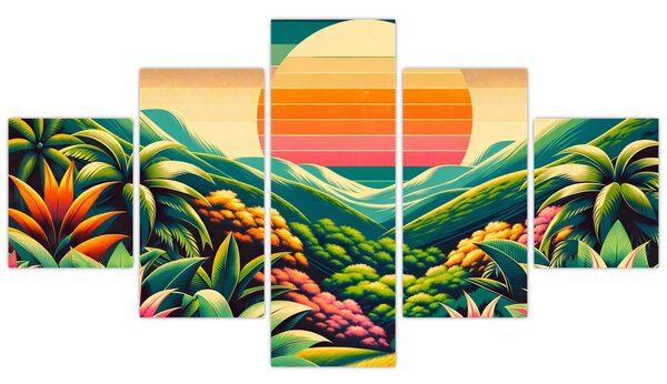 Obraz - Kolorowy zachód słońca (125x70 cm)