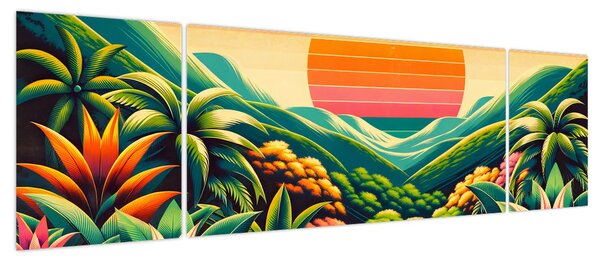 Obraz - Kolorowy zachód słońca (170x50 cm)