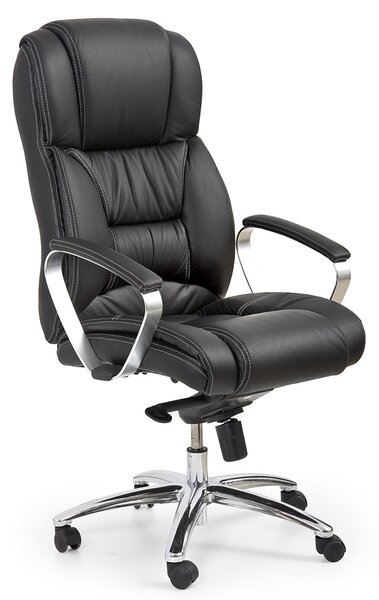 Czarny skórzany fotel biurowy - Tenar