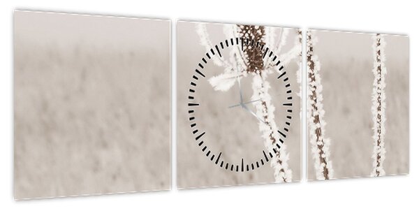 Obraz - Oset w zimie (z zegarem) (90x30 cm)