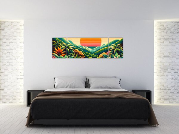 Obraz - Kolorowy zachód słońca (170x50 cm)