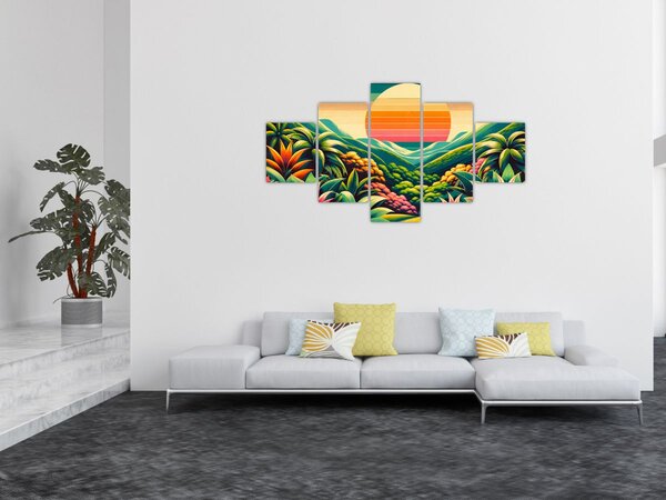Obraz - Kolorowy zachód słońca (125x70 cm)