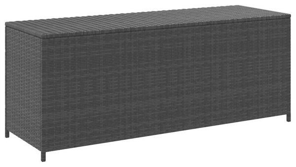 Skrzynia ogrodowa, czarna, 150 x 50 x 60 cm, rattan pe