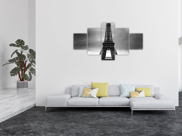 Obraz - Różowy samochód w Paryżu (125x70 cm)