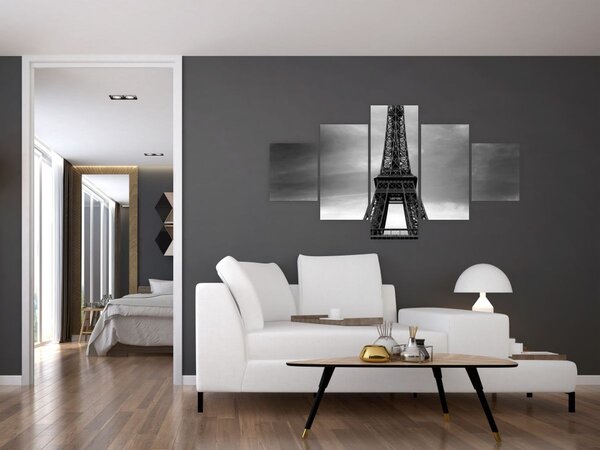 Obraz - Różowy samochód w Paryżu (125x70 cm)