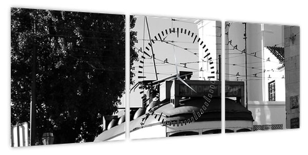 Obraz - Tramwaj (z zegarem) (90x30 cm)