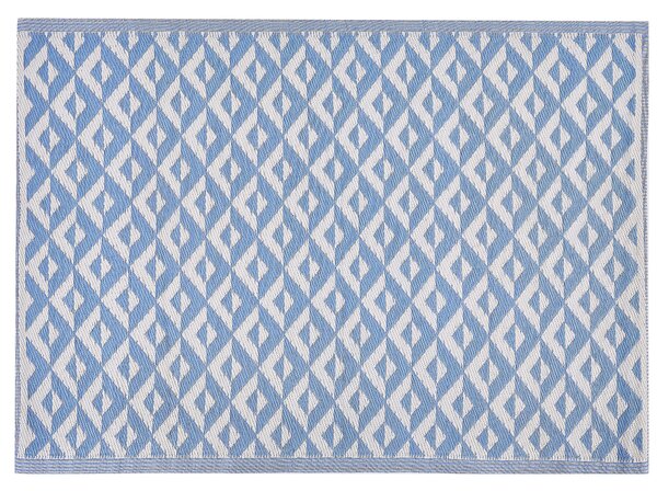 Dywan zewnętrzny materiał syntetyczny geometryczny wzór 120 x 180 cm niebieski Bihar Beliani