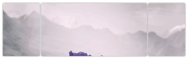 Obraz - Fioletowe kwiaty w górach (170x50 cm)