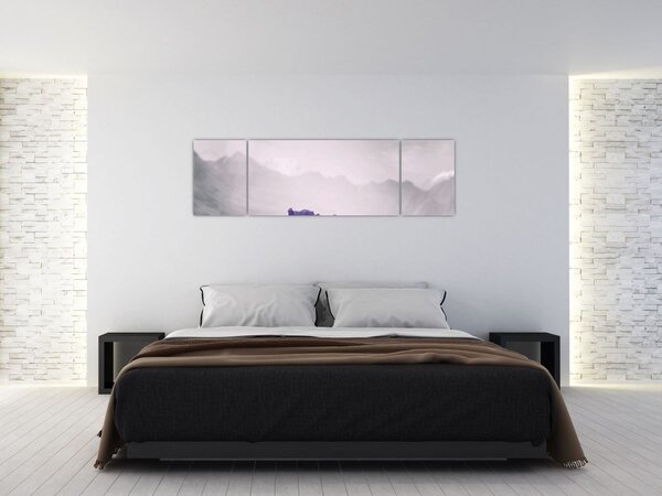 Obraz - Fioletowe kwiaty w górach (170x50 cm)