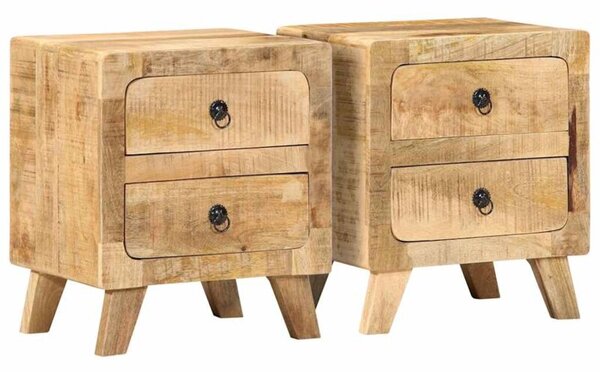 Szafka nocna 2 szt. 40x32x46 cm drewno lite surowe mango