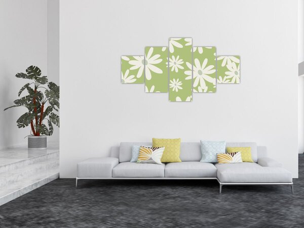 Obraz - Hipisi, zielone kwiaty N⁰1 (125x70 cm)