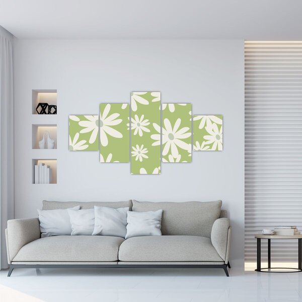 Obraz - Hipisi, zielone kwiaty N⁰1 (125x70 cm)