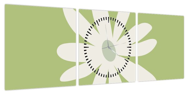 Obraz - Hipisi, zielone kwiaty N⁰2 (z zegarem) (90x30 cm)