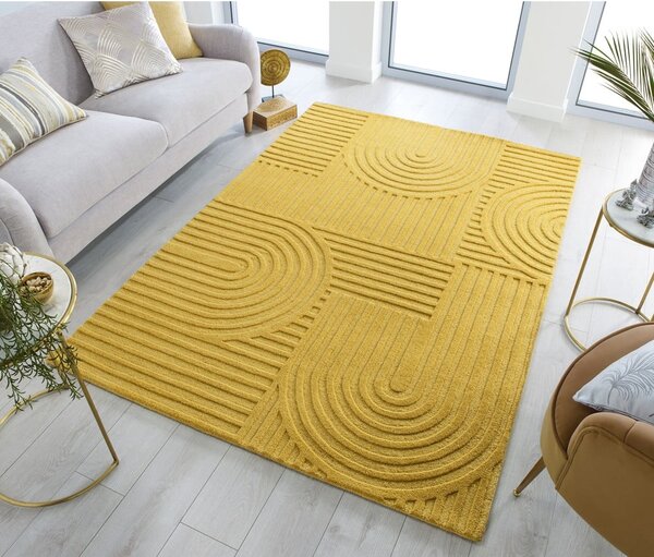 Żółty dywan wełniany Flair Rugs Zen Garden, 160x230 cm