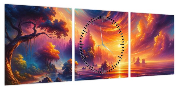 Obraz - Magiczny świat (z zegarem) (90x30 cm)