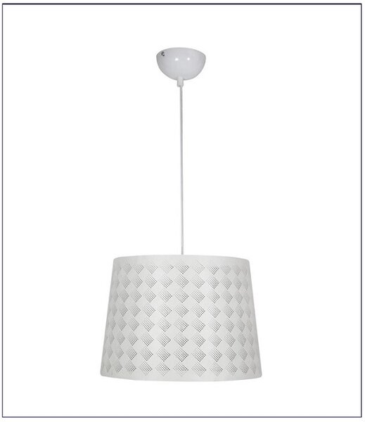 Biała lampa wisząca z abażurem w kratę 4X V050 G5-E53
