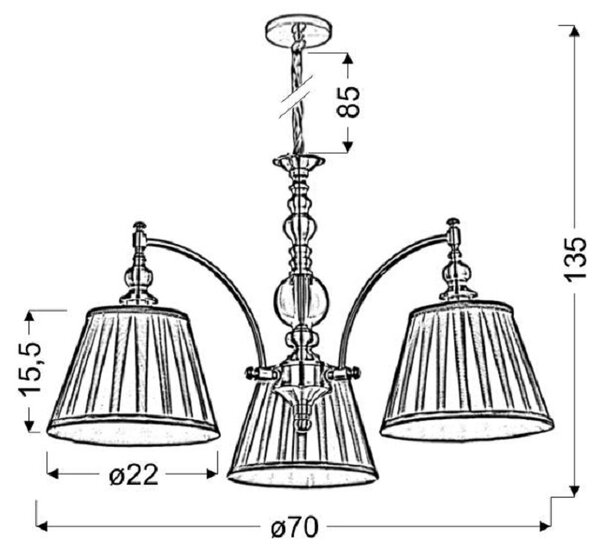 Trzyramienny żyrandol klasyczny - V020-Solemi