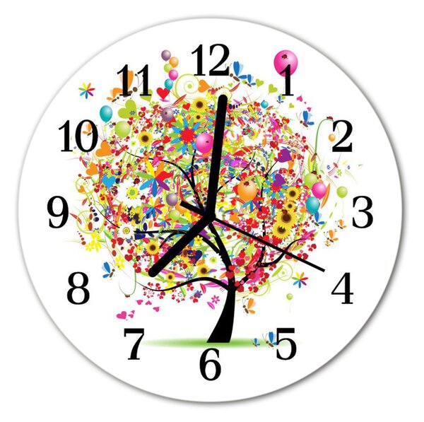 Zegar ścienny okrągły Kolorowe drzewo