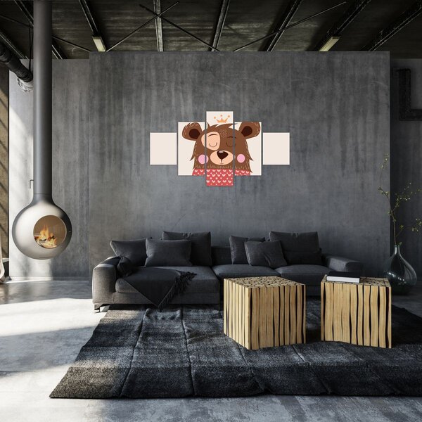 Obraz - Miś z czerwonym szalikiem (125x70 cm)