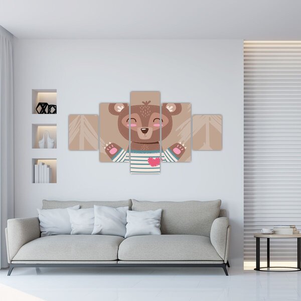 Obraz - Miś w koszulce w paski (125x70 cm)