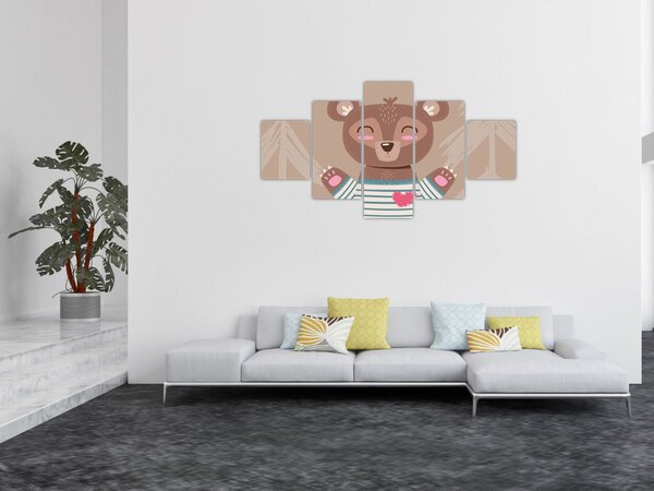 Obraz - Miś w koszulce w paski (125x70 cm)