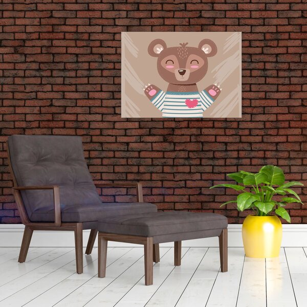 Obraz - Miś w koszulce w paski (70x50 cm)