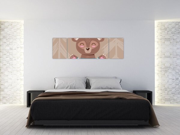 Obraz - Miś w koszulce w paski (170x50 cm)