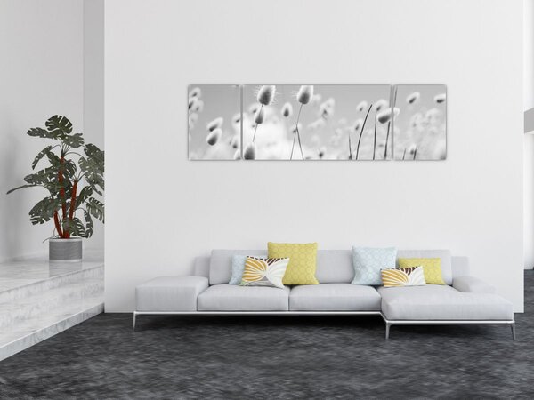 Obraz - Trawa z ogonkiem króliczka Boho (170x50 cm)