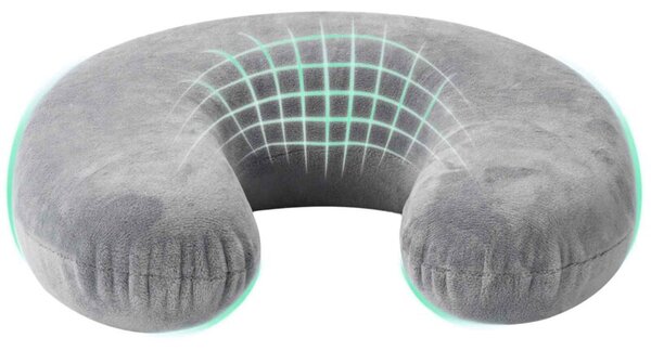 Ergonomiczna poduszka podrÃ³Å¼na z aksamitu i pianki pamiÄciowej w kolorze szarym