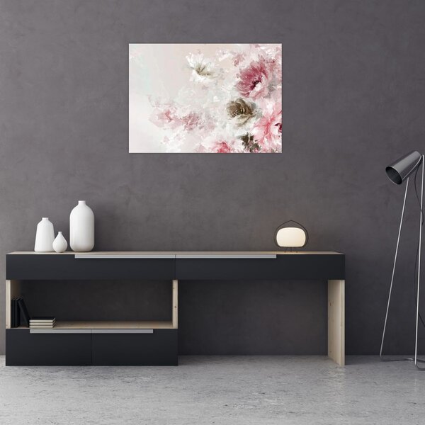 Obraz - Malowanie różowych kwiatów (70x50 cm)