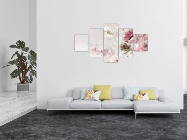 Obraz - Malowanie różowych kwiatów (125x70 cm)