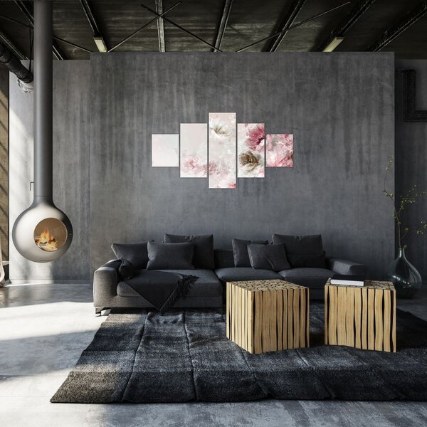Obraz - Malowanie różowych kwiatów (125x70 cm)