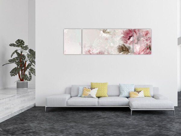 Obraz - Malowanie różowych kwiatów (170x50 cm)