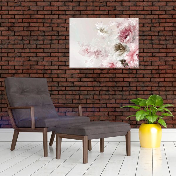 Obraz - Malowanie różowych kwiatów (70x50 cm)