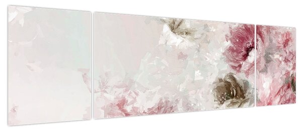 Obraz - Malowanie różowych kwiatów (170x50 cm)